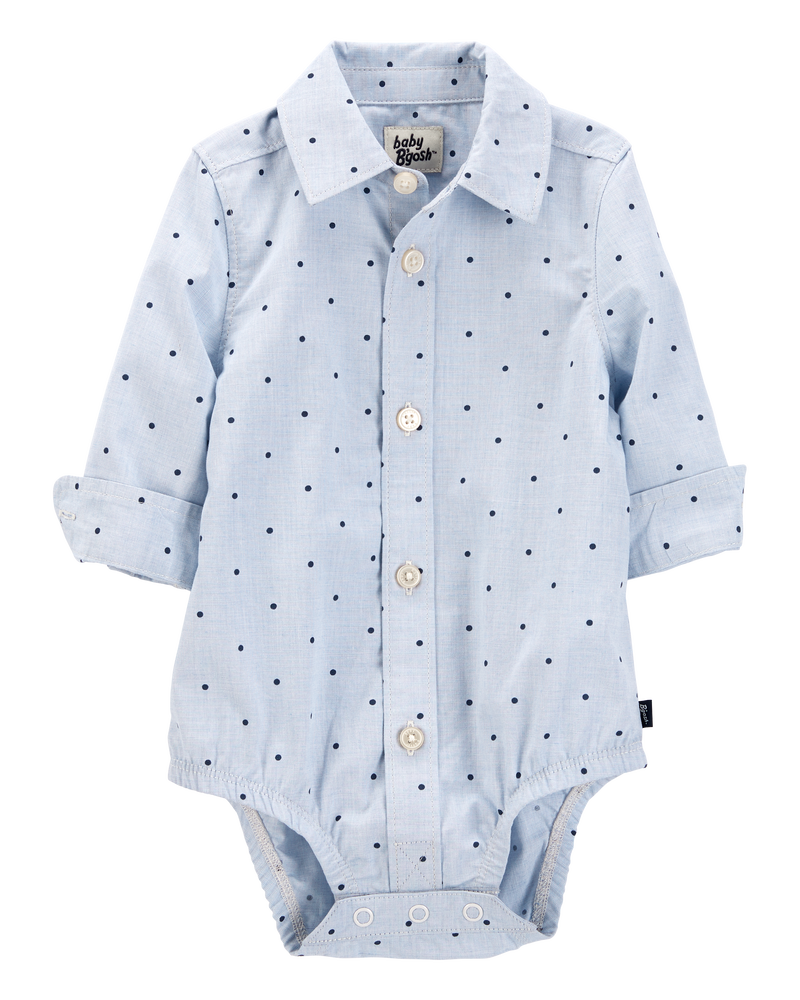 Baby Polka Dot Button-Front Bodysuit, image 2 of 4 slides