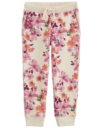 Floral Print Fleece Joggers, 