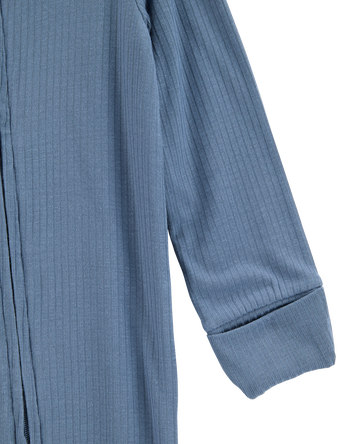 Baby Boy Solid 2-Way Zip PurelySoft Convertible Foot Sleep & Play Pajamas - Navy, 