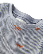 Baby 2-Piece Organic Cotton Waffle Knit Set in Shadow Fox Print, image 3 of 6 slides