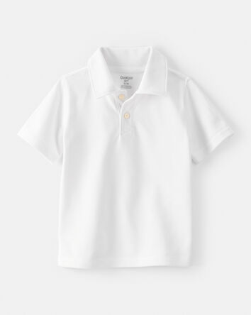 Toddler Boy Pique Uniform Polo Shirt - White, 