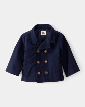Baby Twill 100% Cotton Button-Down Jacket - Navy, 