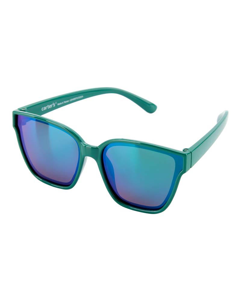 Kid Blue Reflective Sunglasses - Green, image 1 of 1 slides