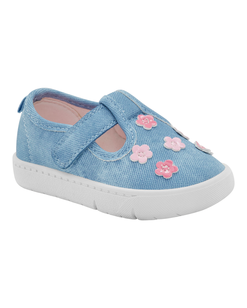 Every Step® First Walker Floral Denim Sneakers - Blue, image 1 of 7 slides