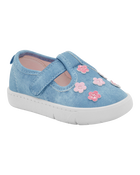 Every Step® First Walker Floral Denim Sneakers - Blue, image 1 of 7 slides