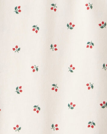 Toddler Girl Holly Berry Print Cotton Long-Sleeve Top - Cream, 
