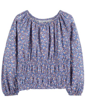 Kid Floral Print Smocked Top, 