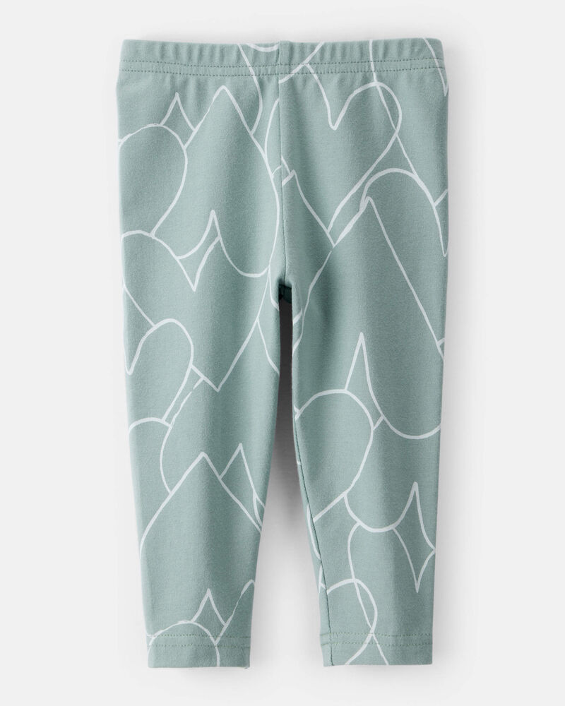 Baby Girl Cotton Heart Stretch Leggings - Green, image 2 of 4 slides