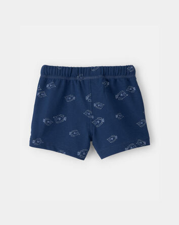 Baby Boy Fish French Terry Shorts - Blue, 