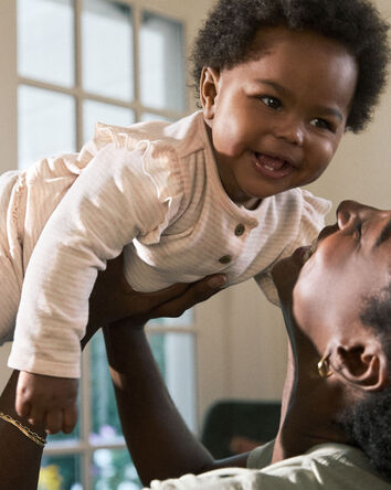 Baby Girl Striped Flutter-Sleeve Long-Sleeve Top - Pink/Cream, 