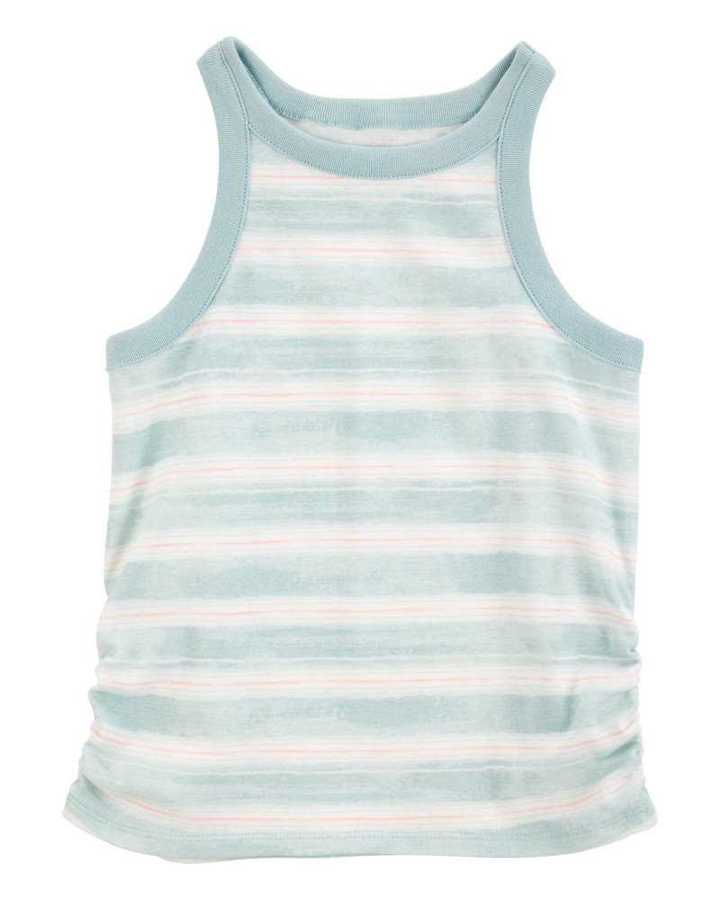 Kid 2-Piece Ribbed Tank Top & Textured Drawstring Skort Set - Green, image 3 of 6 slides