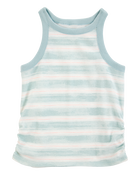 Kid 2-Piece Ribbed Tank Top & Textured Drawstring Skort Set - Green, image 3 of 6 slides