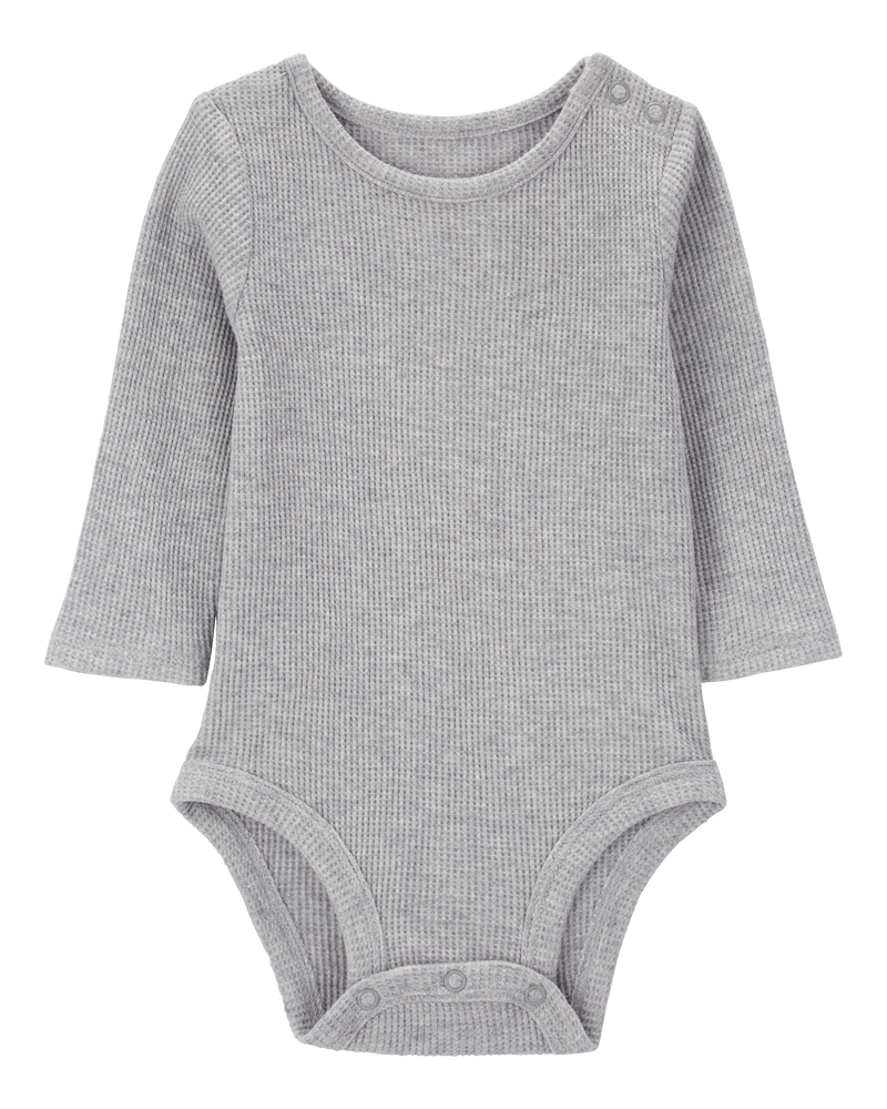 Baby Waffle Knit Long-Sleeve Bodysuit, image 1 of 3 slides