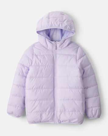 Kid Packable Hooded Puffer Jacket - Purple, 