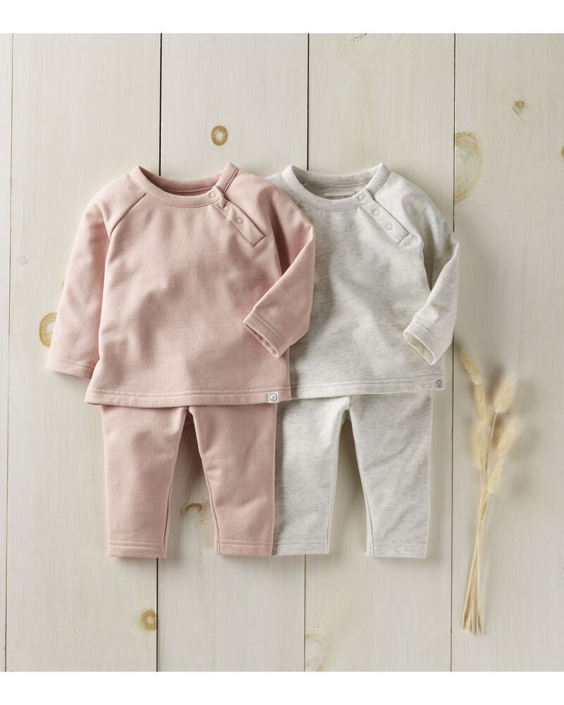 Baby 2-Piece Fleece Set Made with Organic Cotton in Rose, image 6 of 7 slides