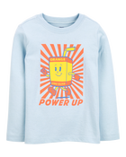 Toddler Power Up Long-Sleeve Graphic Tee - Blue, image 1 of 3 slides