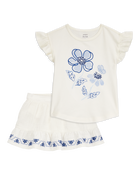 Baby 2-Piece Fashion Top & Embroidered Gauze Skort Set, image 1 of 6 slides