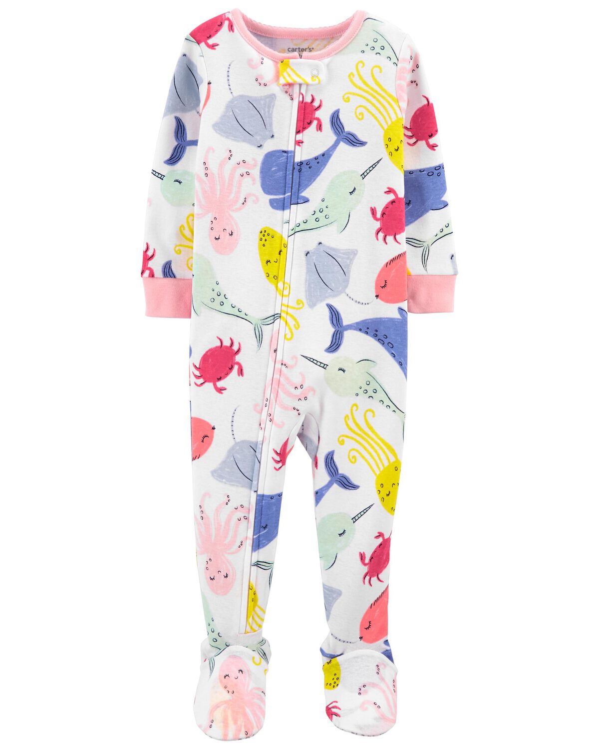 Multi Toddler 1Piece Whales 100 Snug Fit Cotton Footie Pajamas