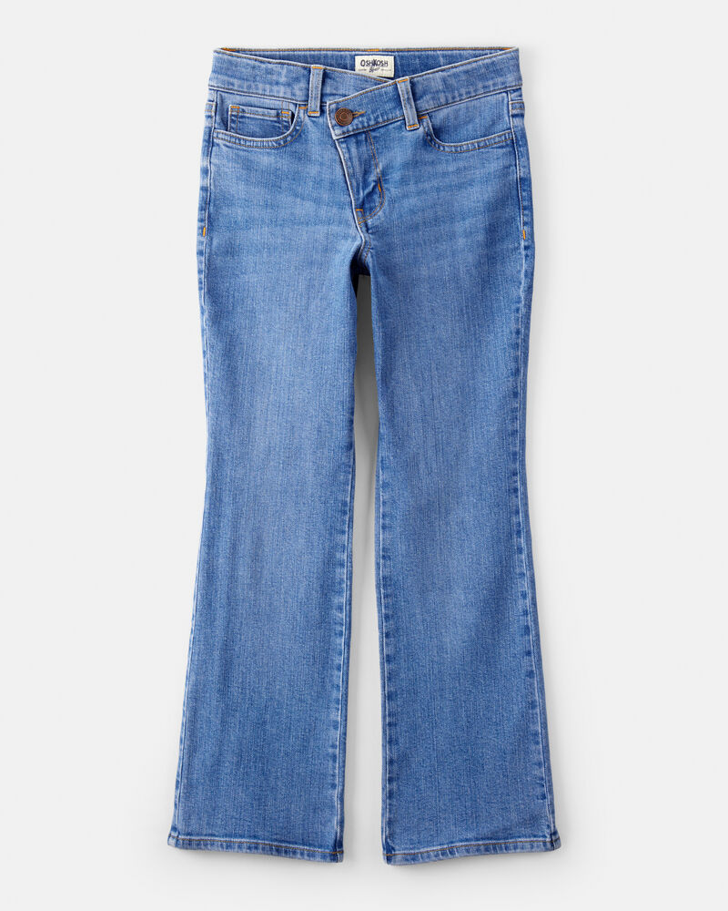 Girls Denim Flare Crossover Jeans - Blue, image 1 of 4 slides