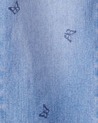 Girls Butterfly Print Denim Pull-On Jeans - Blue, image 3 of 4 slides