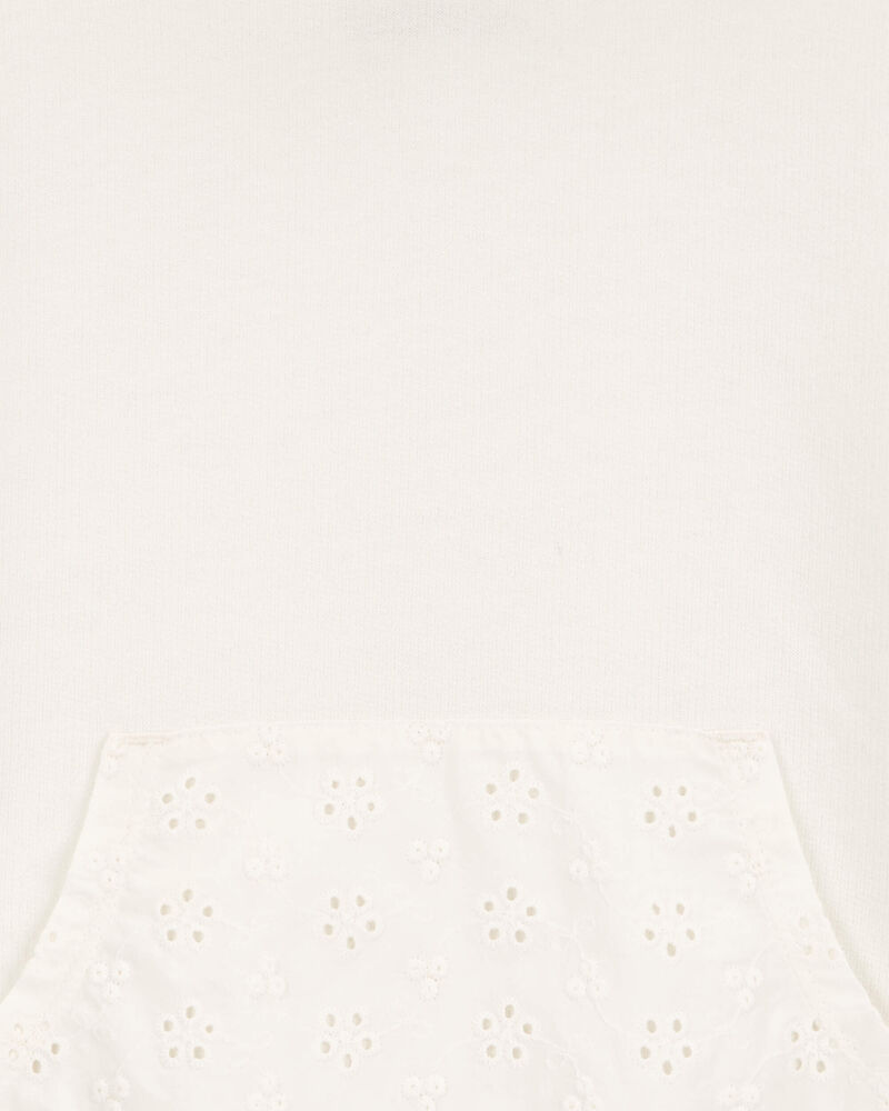 Toddler French Terry Eyelet Hoodie - Cream, image 2 of 3 slides