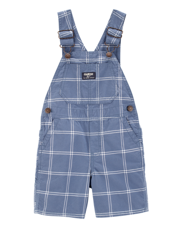 Toddler Boy Plaid Shortalls - Blue, 