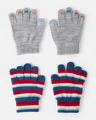 Boys 2-Pack Stripe & Sports Gloves - Blue/Green, image 1 of 2 slides