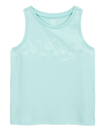 Kid Flower Vintage Muscle Tank - Turquoise, 