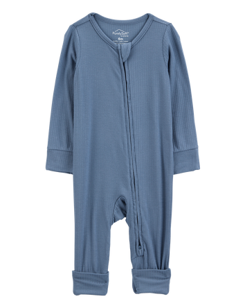 Baby Boy Solid 2-Way Zip PurelySoft Convertible Foot Sleep & Play Pajamas - Navy, 