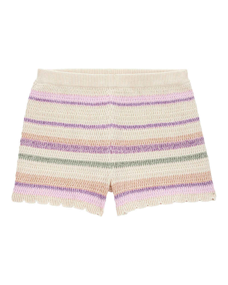 Girls Striped Crochet Knit Shorts, image 1 of 5 slides