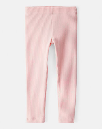 Toddler Girl Cotton Ribbed Stretch Leggings - Pink, 