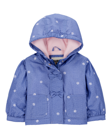 Baby Girl Daisy-Print Chambray Jacket - Blue, 