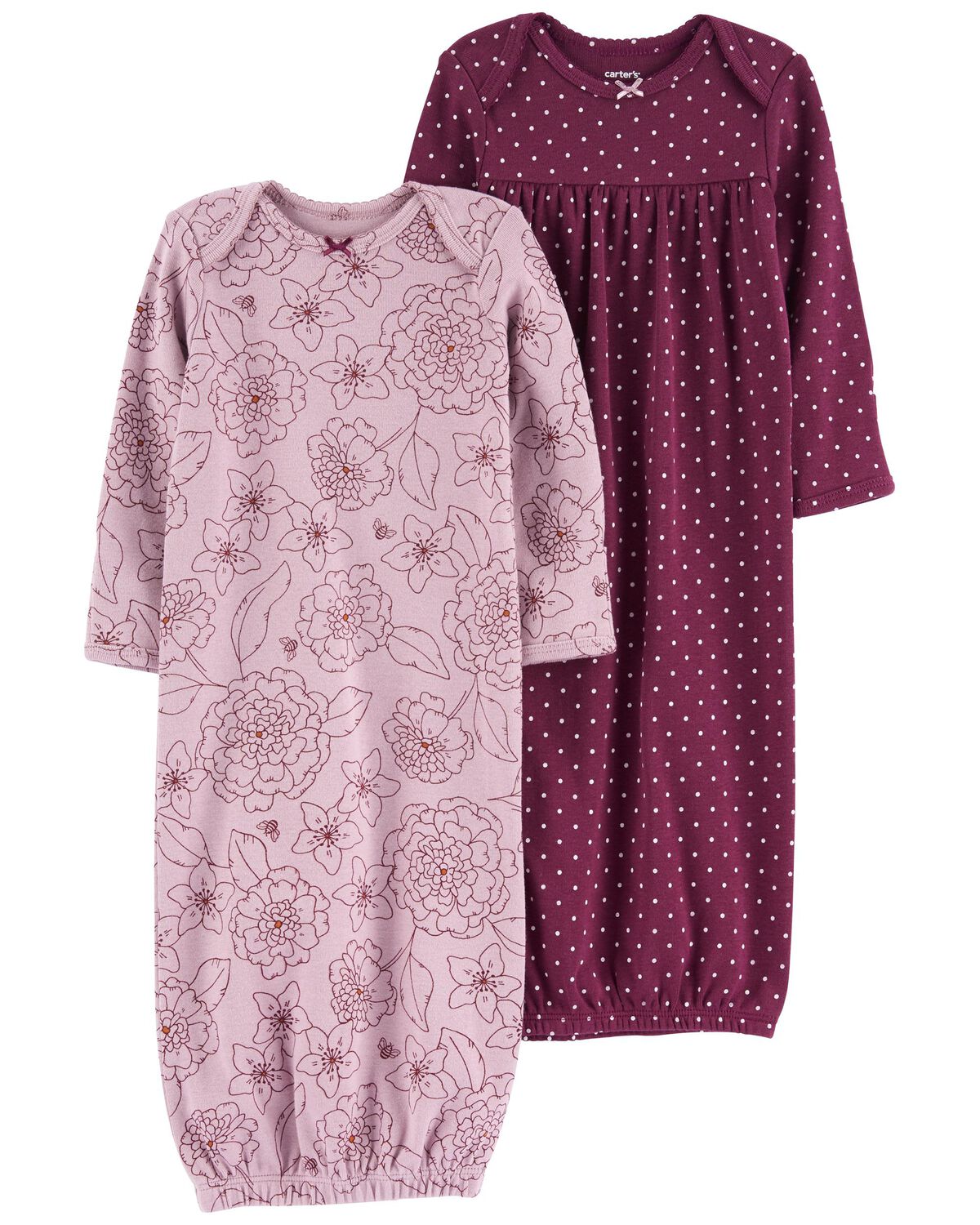 Pink/Purple Baby 2Pack Sleeper Gowns