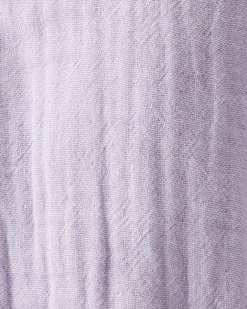 Baby Organic Cotton Gauze Overalls in Lilac, image 4 of 7 slides