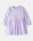 Baby Girl Bow Print Tulle Cotton Dress - Purple, image 1 of 6 slides
