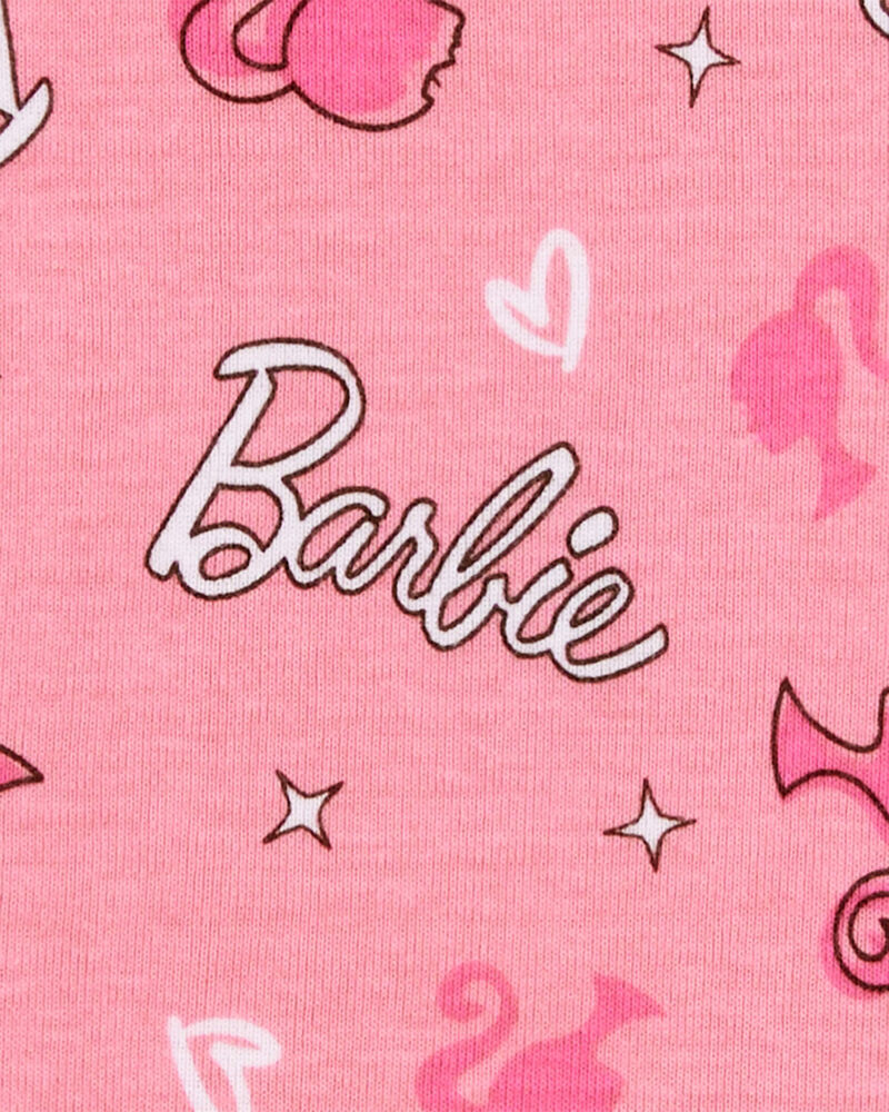 Kid Barbie Snug Fit Cotton 2-Piece Pajamas - Pink, image 2 of 3 slides