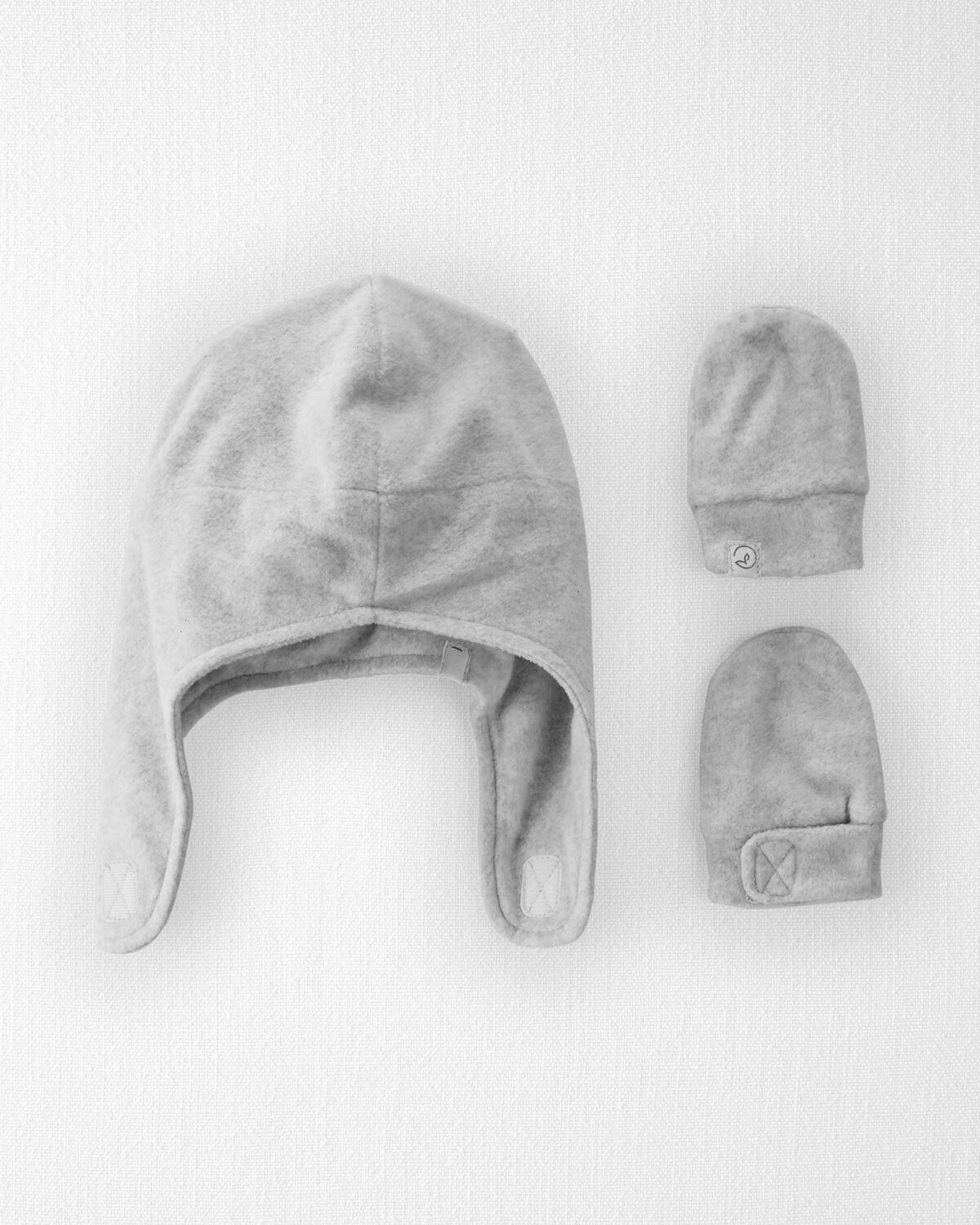 Grey Heather Baby 2Pack Recycled Fleece Hat and Mittens Set