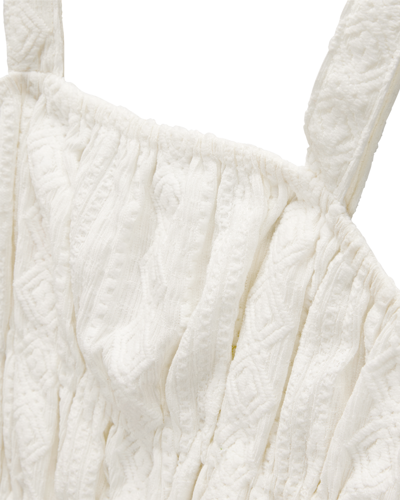 Kid 2-Piece Ruched Textured Tank & Pull-On Smocked Shorts Set -  Cream, image 4 of 6 slides