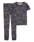 Boys 2-Piece Video Game 100% Snug Fit Cotton Pajamas - Black, image 1 of 3 slides