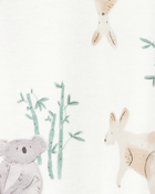 Baby Girl Kangaroo 2-Way Zip Cotton Sleep & Play Pajamas - Ivory, image 2 of 3 slides