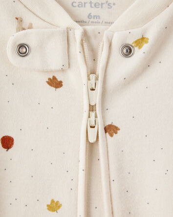 Baby Thanksgiving Turkey Print 100% Cotton Long-Sleeve Sleep & Play Pajamas - Cream, 