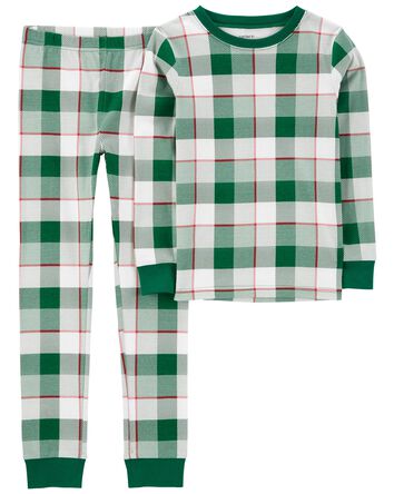 Kid 2-Piece Plaid 100% Snug Fit Cotton Pajamas, 