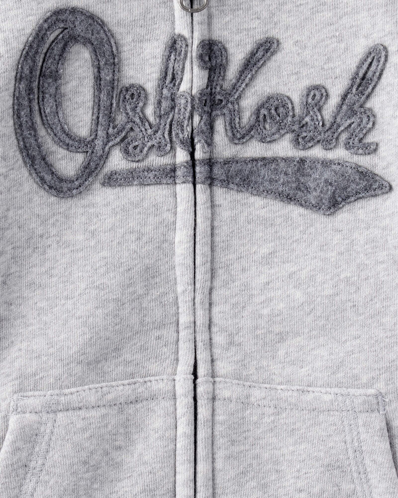 Toddler Boy OshKosh Fleece Logo Zip Jacket - Grey, image 3 of 4 slides