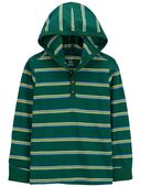 Green - Kid Striped Hooded Henley