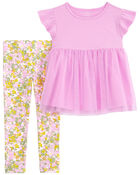 Baby 2-Piece Tulle Top & Floral Legging Set, image 1 of 2 slides