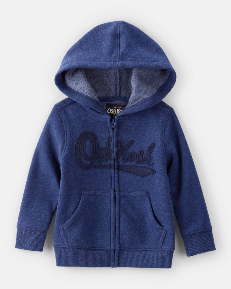 Baby Boy OshKosh Fleece Logo Zip Jacket - Blue, image 1 of 4 slides