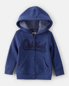 Baby Boy OshKosh Fleece Logo Zip Jacket - Blue, image 1 of 4 slides