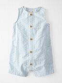 Blue Stripe - Baby Seersucker Button-Front Romper Made with Organic Cotton