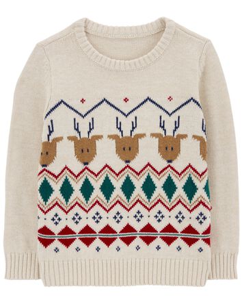 Toddler Fair Isle Cotton Sweater, 