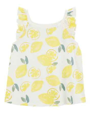 Toddler Lemon Flutter-Sleeve Tank - White, 